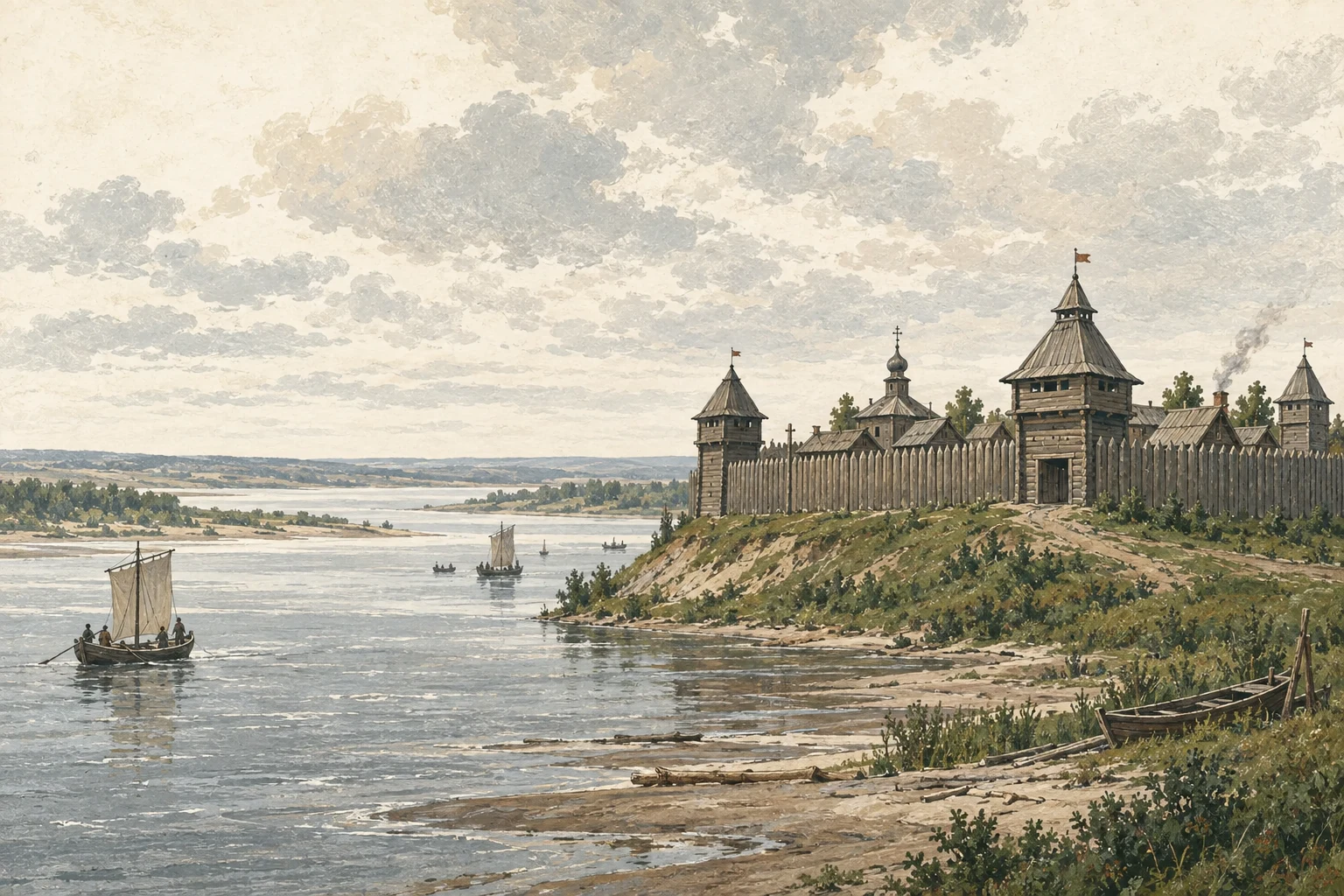 Самарская крепость у слияния рек в конце XVI века